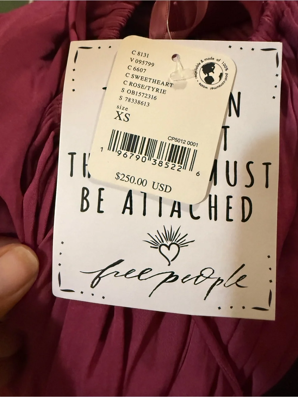 NWT Free People Magenta Spaghetti Strap Maxi Dress